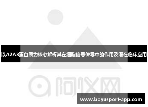 以A2A3蛋白质为核心解析其在细胞信号传导中的作用及潜在临床应用